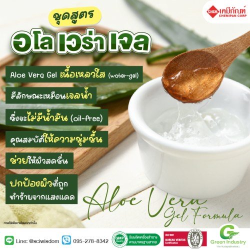 ชุดสูตร อโล เวร่า เจล (เจลว่านหางจรเข้เนื้อเจล) (Aloe Vera Gel Formula) 250g. A M