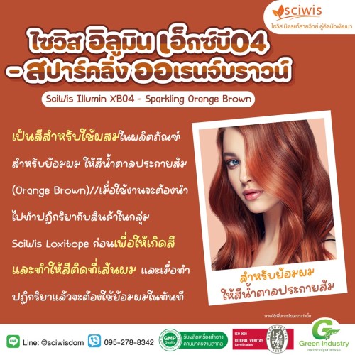 ไซวิส อิลูมิน เอ็กซ์บี04 – สปาร์คลิ่ง ออเรนจ์บราวน์ (ปราศจากแอมโมเนีย) (SciWis Illumin XB04 – Sparkling Orange Brown) (Ammonia-Free) 100g. A M