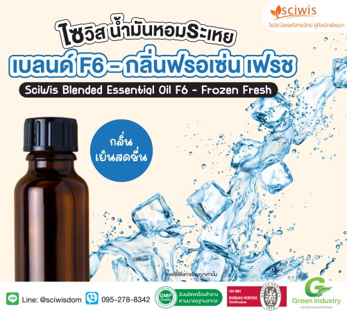ไซวิส น้ำมันหอมระเหยเบลนด์ F6 - กลิ่นฟรอเซ่น เฟรช (เย็นสดชื่น) (Thailand) (SciWis Blended Essential Oil  F6 - Frozen Fresh) 25g. A M