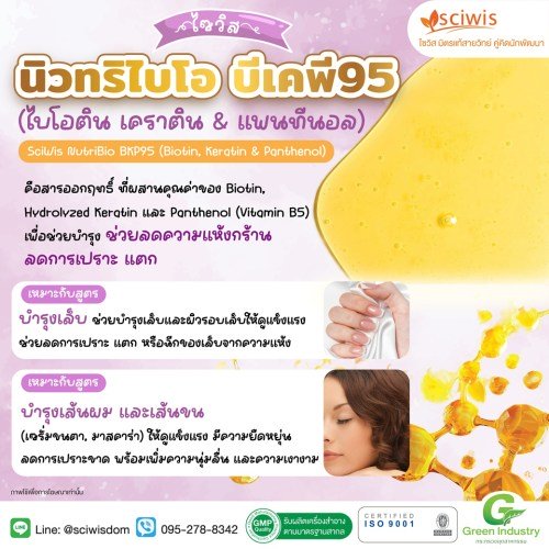 ไซวิส นิวทริไบโอ บีเคพี95 (ไบโอติน, เคราติน & แพนทีนอล) (SciWis NutriBio BKP95 (Biotin, Keratin & Panthenol)) 25g. A M