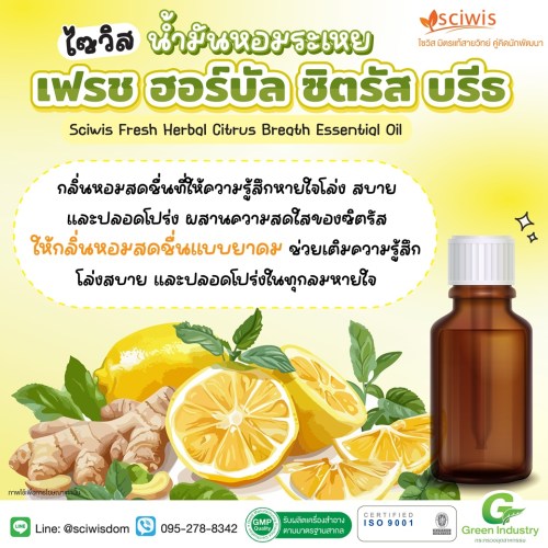 ไซวิส น้ำมันหอมระเหย เฟรช ฮอร์บัล ซิตรัส บรีธ  (Sciwis Fresh Herbal Citrus Breath Essential Oil) 25g. A M